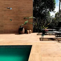 Porcelanato Acetinado Esmaltado Marrom Externo 20X120cm Portobello Retificado Caixa 1,19m² Parquet D'Olivier
