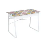 Mesa de Escritório Vidro com 2 Gavetas Branco