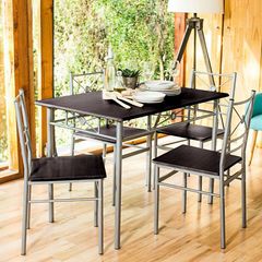 Conjunto Sala De Jantar Mesa Com 4 Cadeiras Brasilia Wengue Just Home Collection