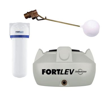 Combo Caixa De gua 1.000L Polietileno Tampa Rosca Bege Com Filtro e Torneira Bia