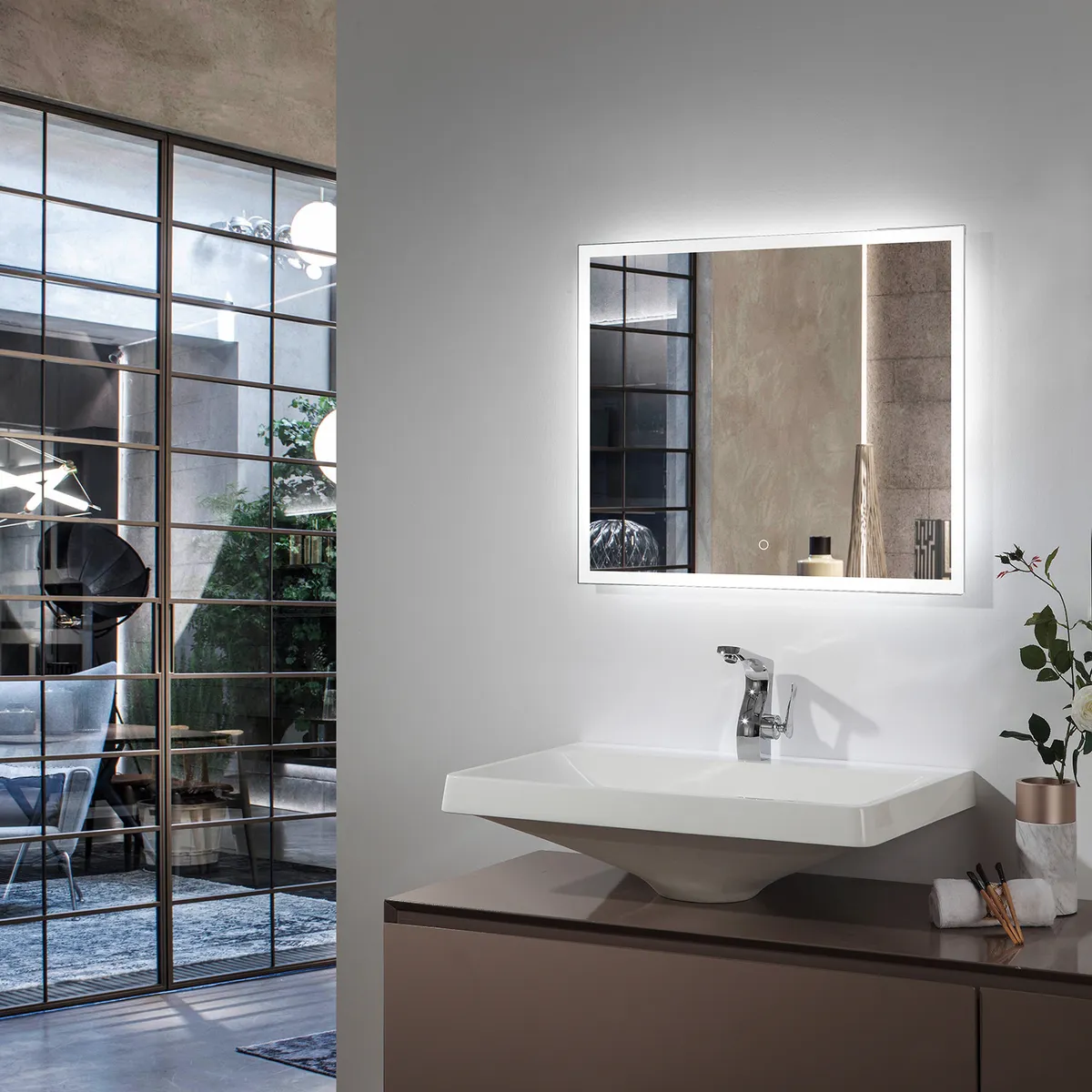 Espelho com Iluminação LED  80x70, marca Sensi Dacqua - Foto 2