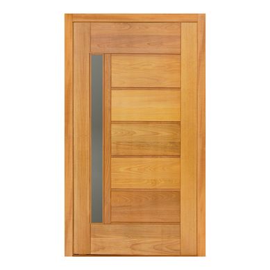 Porta Montada Pivotante Madeira Macica Tauari Natural Reversvel 214x118x14cm BBB C/ Visor