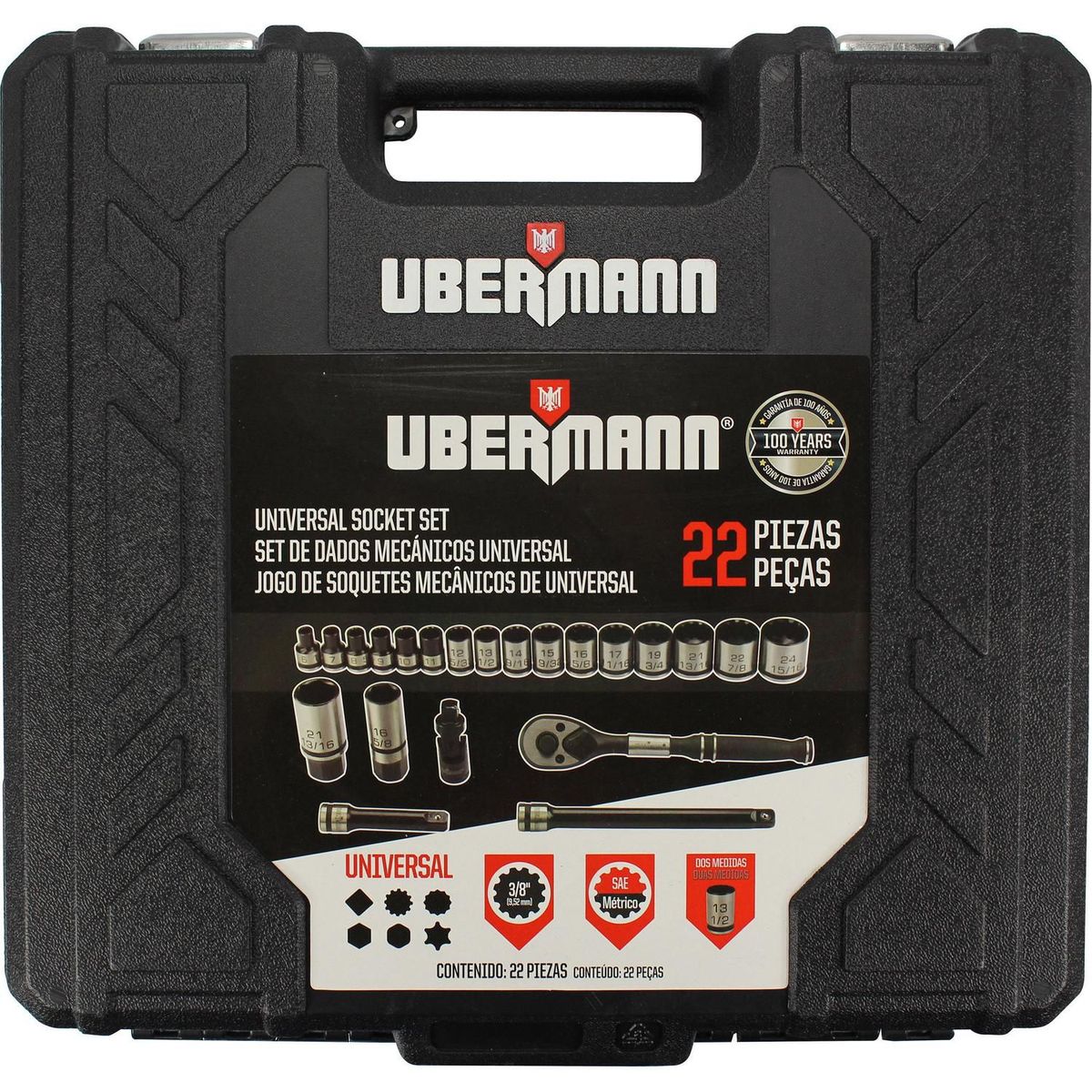 Conjunto de Soquete Universal 3/8' 10mm com 22 Peças, marca Ubermann - Foto 2