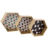 Set 3 Nichos Hexágono com Desenho