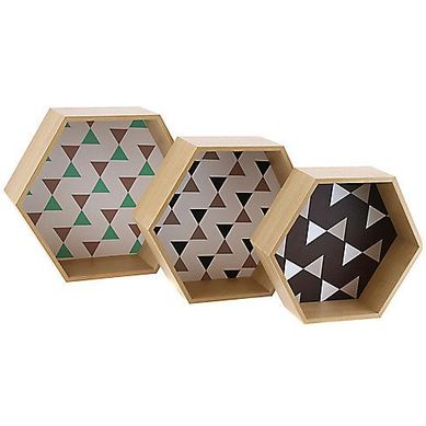 Set 3 Nichos Hexgono com Desenho
