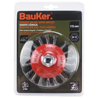 Escova De Aço Grossa Tipo Pincel Torcido 4.1/2" M14X2 Colorido Bauker