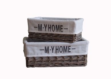 Kit com 2 Cestos Fibra 37/30 My home Cinza Just Home Collection