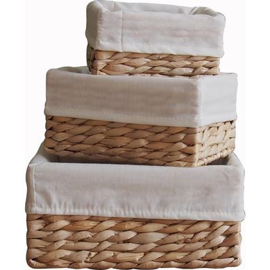 Conjunto 3 Cestos Fibra e Tecido Just Home Collection