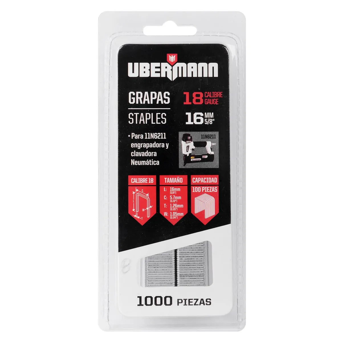Grampo Bitola 18x16mm com 1000 Peças Natural, marca Ubermann - Foto 2