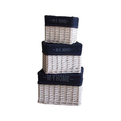 Cesto Rattan 30X26cm Tecido My Home Branco