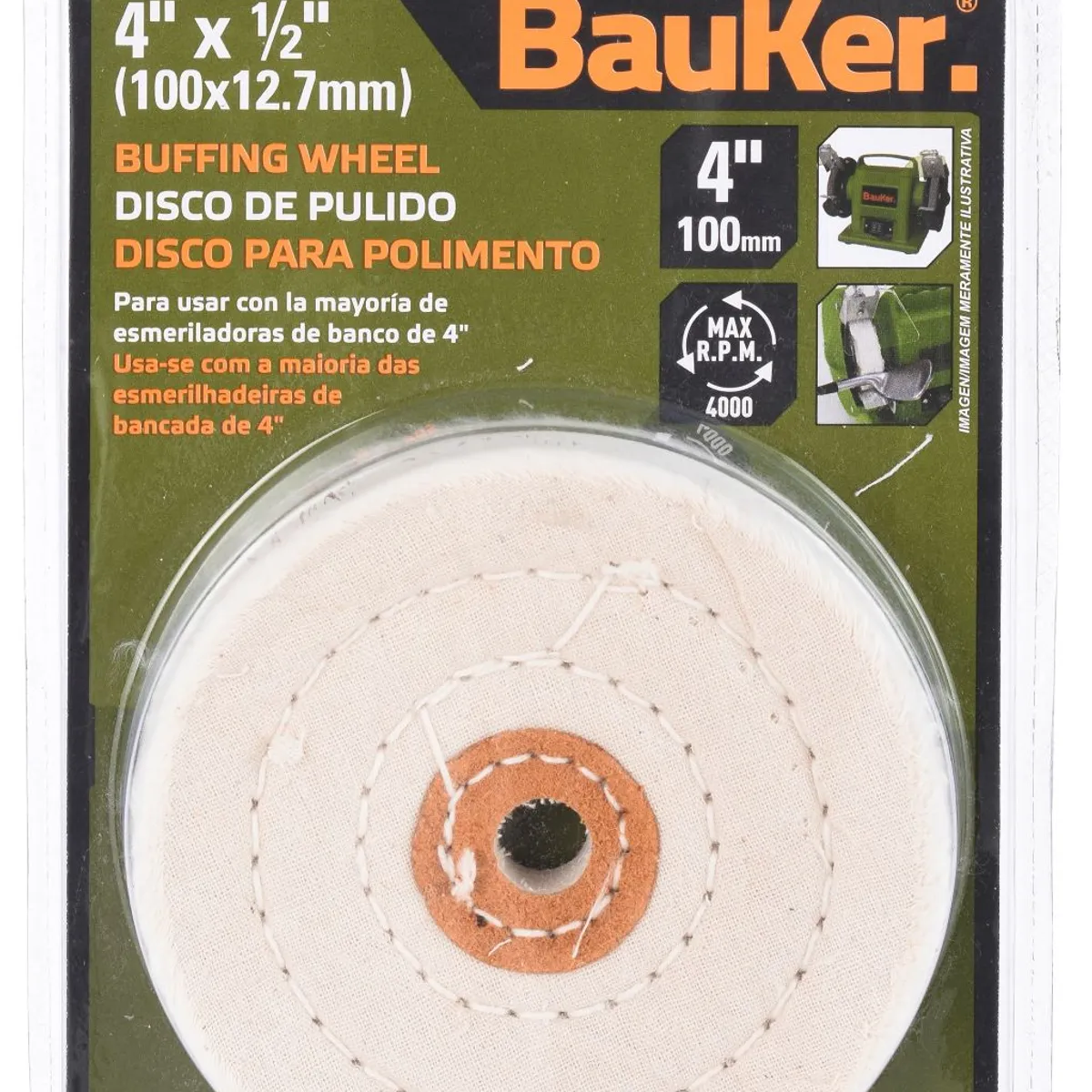 Roda De Polimento 4" Branco Bauker, marca Bauker - Foto 2