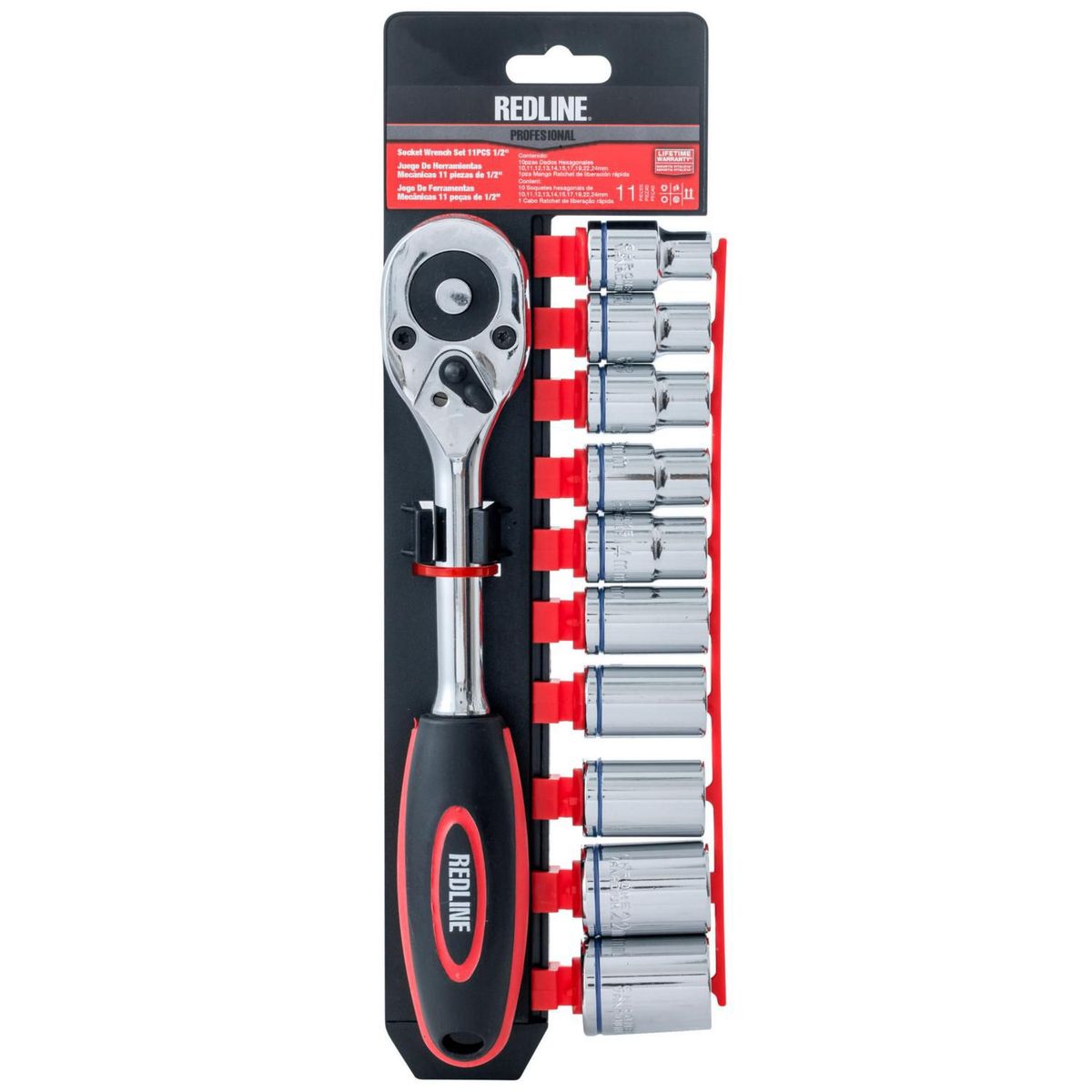 Conjunto de Soquetes com 11 Peças 1/2' 13mm, marca Redline - Foto Principal