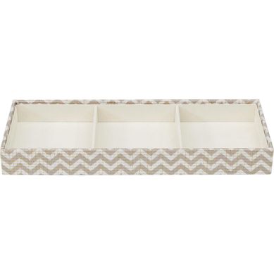 Caixa Organizadora 3 Espaos 33x12cm Tecido Bege