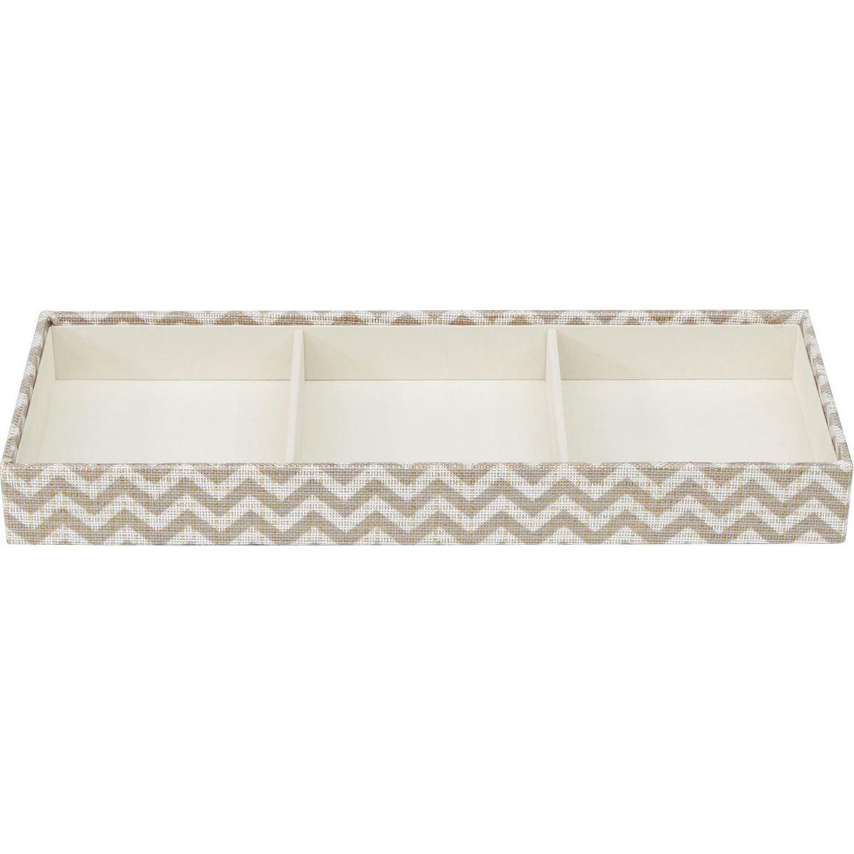 Caixa Organizadora 3 Espaços 33x12cm Tecido Bege, marca Just Home Collection - Foto Principal