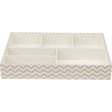 Caixa Organizadora 7 Espaos 33x23cm Tecido Bege