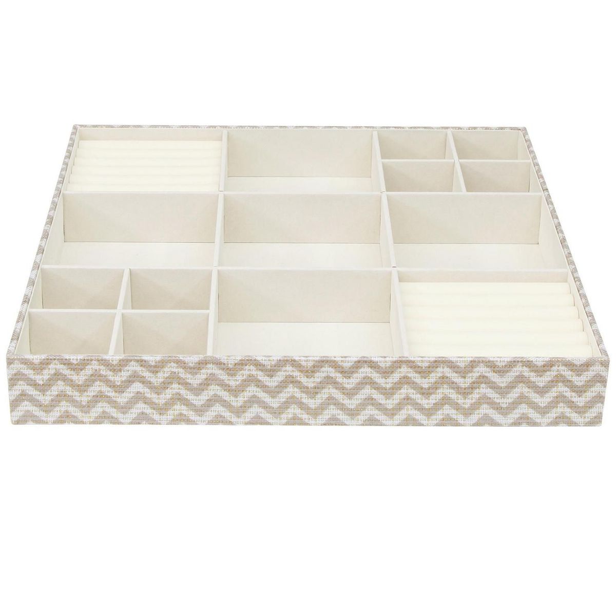 Caixa Organizadora 15 Espaços Joia e Esmalte 38x38cm Bege, marca Just Home Collection - Foto Principal
