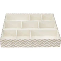 Caixa Organizadora 9 Espaços 30x20cm Tecido Bege
