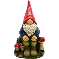 Gnomo Sentado Decorativo para Jardim 44cm Colorido
