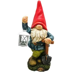 Gnomo com Lanterna Decorativo para Jardim 46cm Colorido