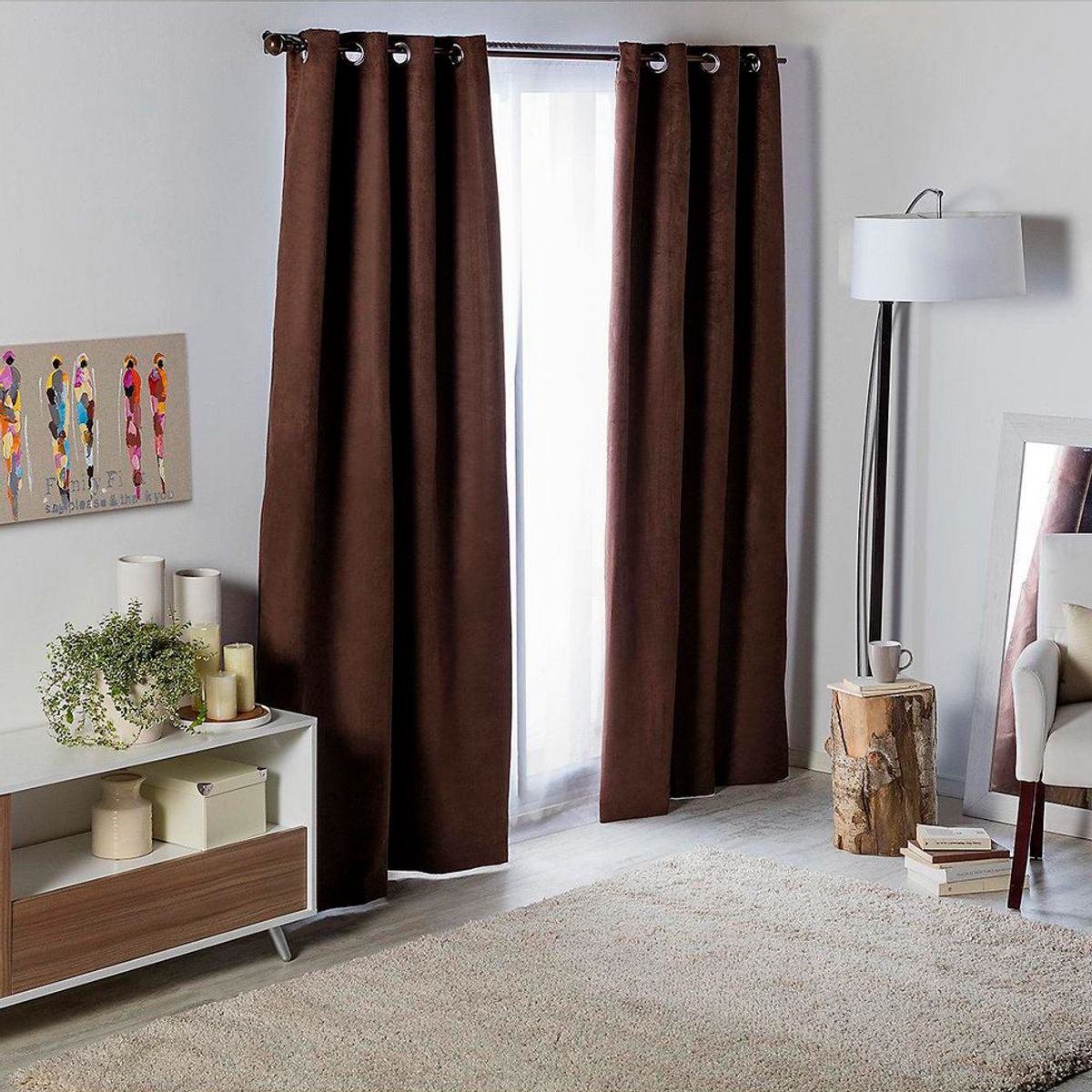Cortina Suede 140x220cm Chocolate, marca Just Home Collection - Foto Principal