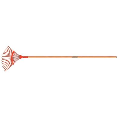 Vassoura de Metal Fixa 18 Dentes Cabo de Madeira 120cm Laranja