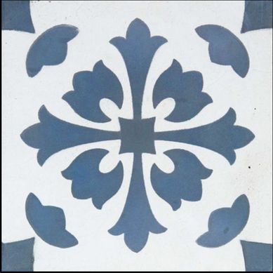 Ladrilho Hidrulico Amaralis Azul e Branco 20x20cm Decorado