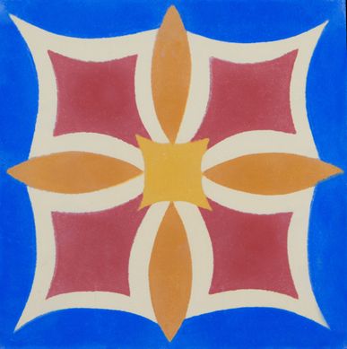 Ladrilho Hidrulico Flor de Maio Azul 20x20cm Decorado