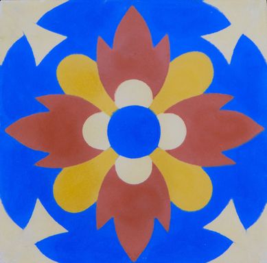 Ladrilho Hidrulico Flor Vermelho e Azul 20x20cm