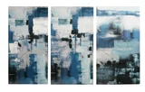 Quadro Trio Impressão Digital Abstrato 100x150cm Azul