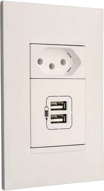 Conjunto Usb + Tomada 10A 4X2 Pialplus+ Branco