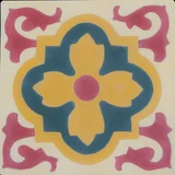 Ladrilho Hidráulico Flor Amarelo e Bege 20x20cm Decorado