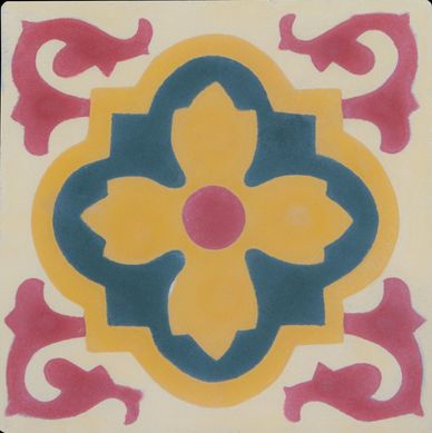 Ladrilho Hidrulico Flor Amarelo e Bege 20x20cm Decorado