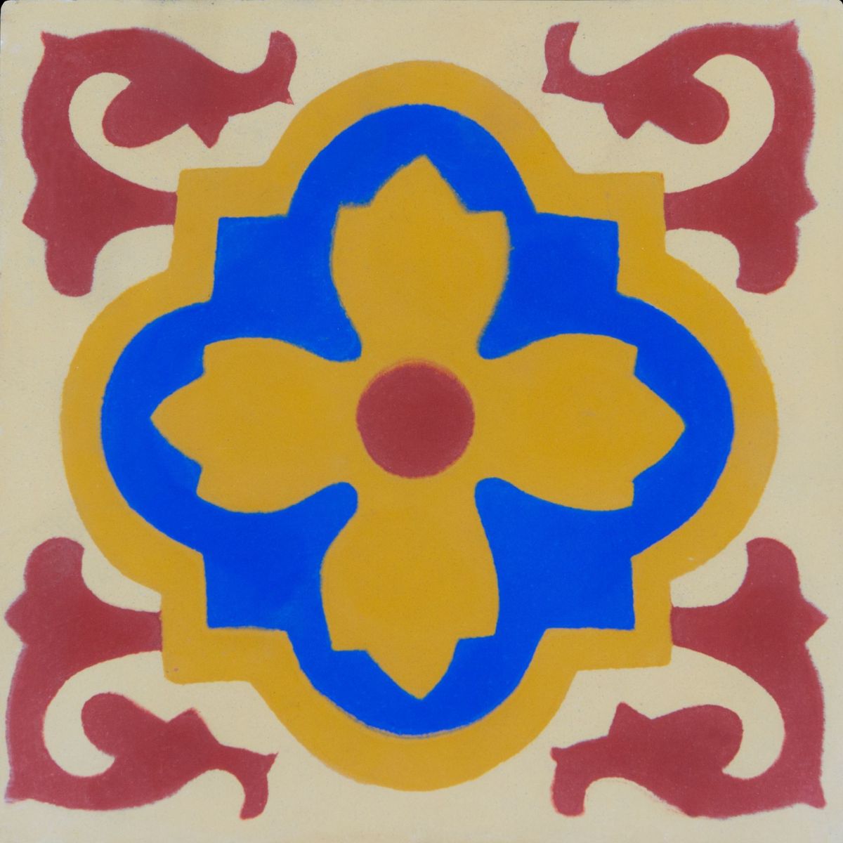 Ladrilho Hidráulico Flor Amarelo e Azul 20x20cm Decorado, marca Cimartex - Foto Principal
