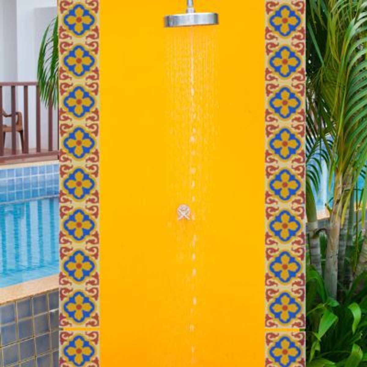 Ladrilho Hidráulico Flor Amarelo e Azul 20x20cm Decorado, marca Cimartex - Foto 2
