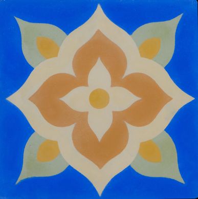 Ladrilho Hidrulico Flor Azul 20x20cm
