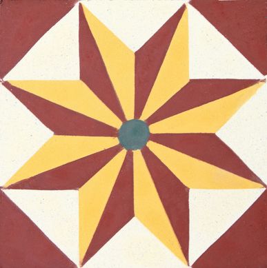 Ladrilho Hidrulico Trevo Vermelho e Bege 20x20cm