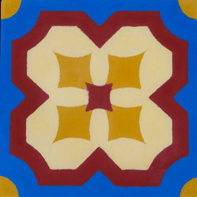 Ladrilho Hidrulico Flor de Ltus Azul 20x20cm Decorado