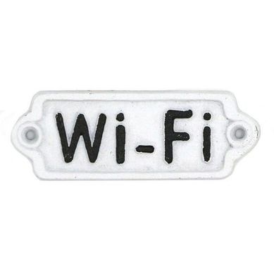 Placa de Ferro Wi-Fi 14x8cm Branco