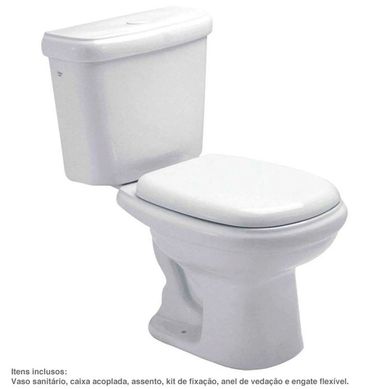 Kit Completo Vaso Sanitrio com Caixa Acoplada e Assento Sabatini Branco