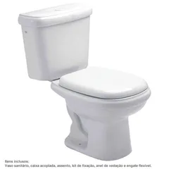 Kit Completo Vaso Sanitário com Caixa Acoplada e Assento Sabatini Branco