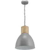 Luminária Pendente de Madeira e Plástico Assen 1 Lâmpada E27 40W Cinza