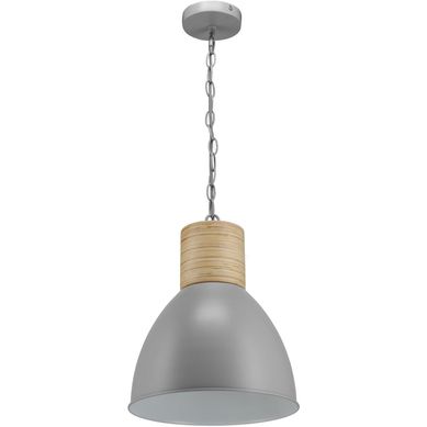 Luminria Pendente de Madeira e Plstico Assen 1 Lmpada E27 40W Cinza