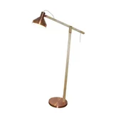 Luminária de Piso 1 Lâmpada E27 40W Cobre e Madeira