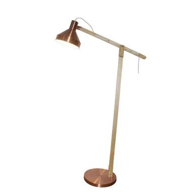 Luminria de Piso 1 Lmpada E27 40W Cobre e Madeira