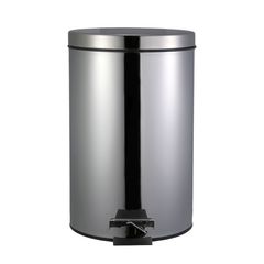 Lixeira 12l Aço Redonda com Pedal Cromada Just Home Collection