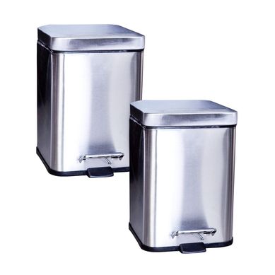 Combo com 2 Lixeiras Ao Pedal Square 6 Litros