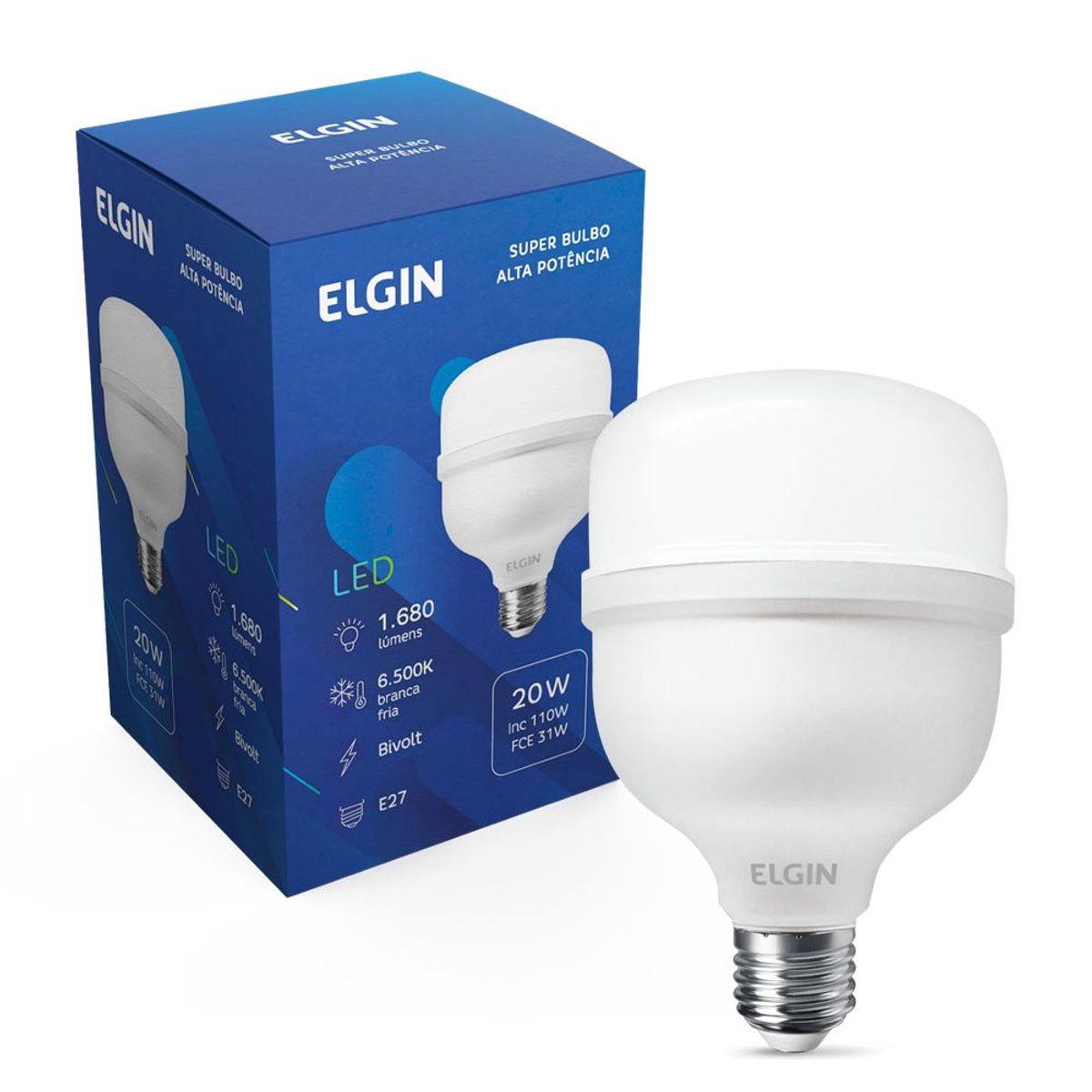 Lâmpada Bulbo LED T100 E27 20W 6500K, marca Elgin - Foto 2