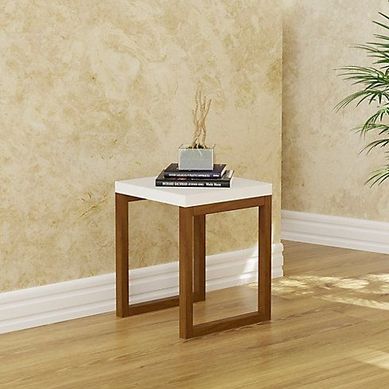 Mesa Lateral Adrian 40x40x50cm Branco Amndoa