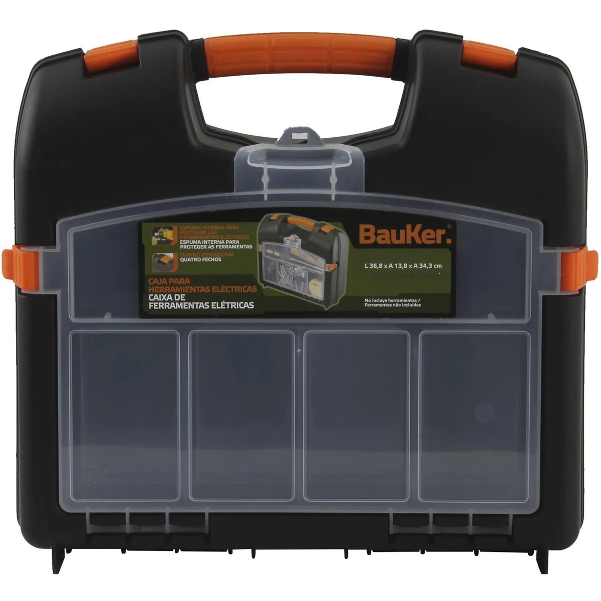 Caixa para Furadeira 13,8x36,8cm Preto e Laranja, marca Bauker - Foto 2