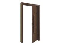 Kit Porta Pivotante Frisada Madeira Solida Ipê Acabado Reversível 215x108x14cm Horizon